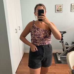 Zara one shoulder printed top